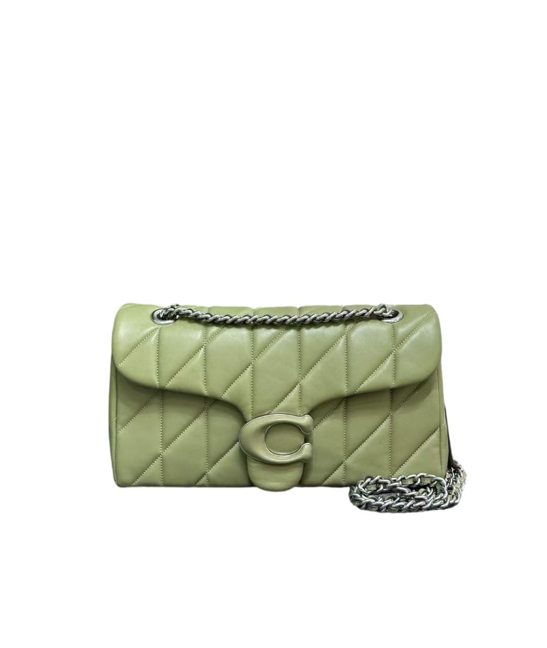 COACH Салатовая кожаная сумка через плечо, фото 9