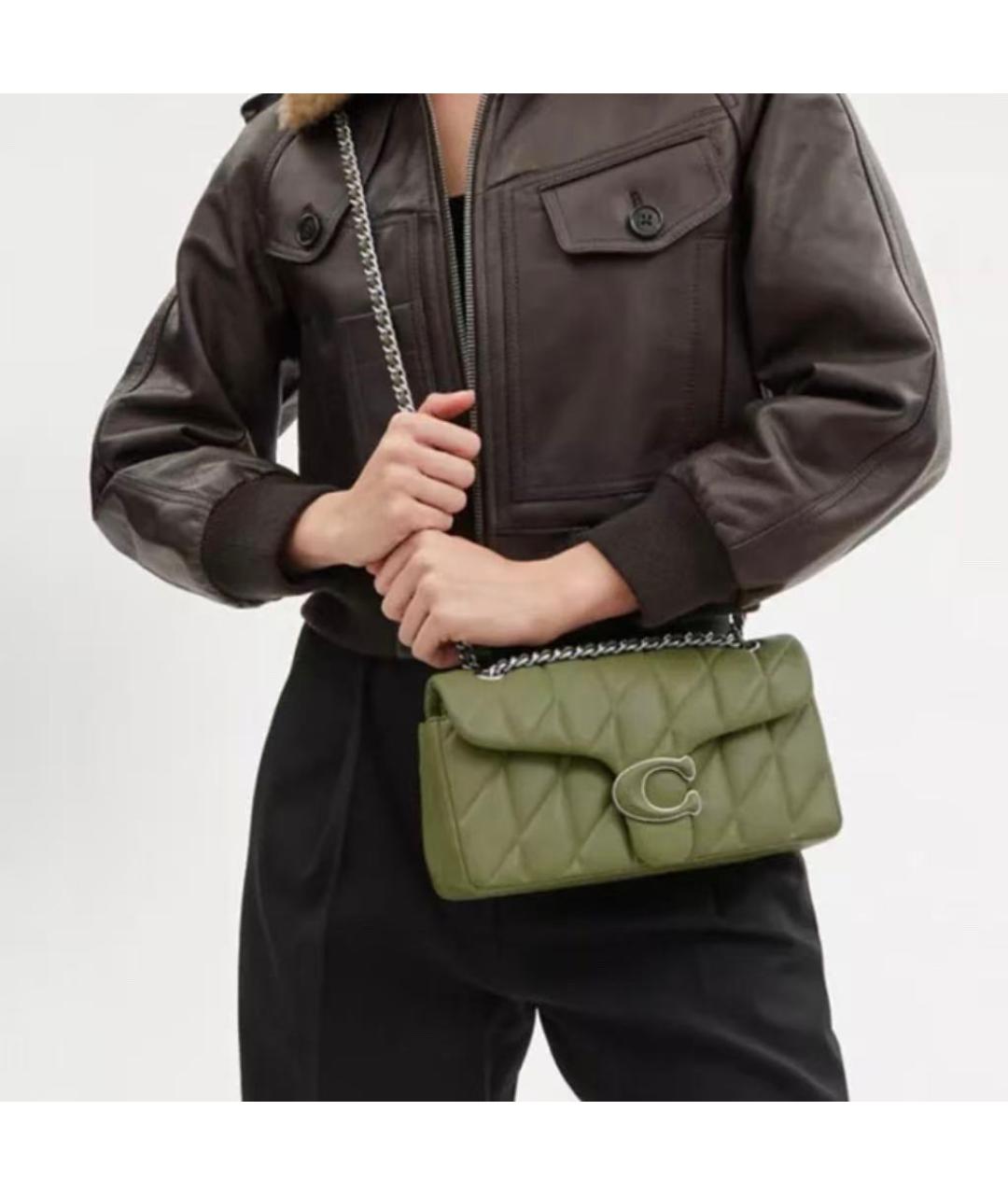 COACH Салатовая кожаная сумка через плечо, фото 8