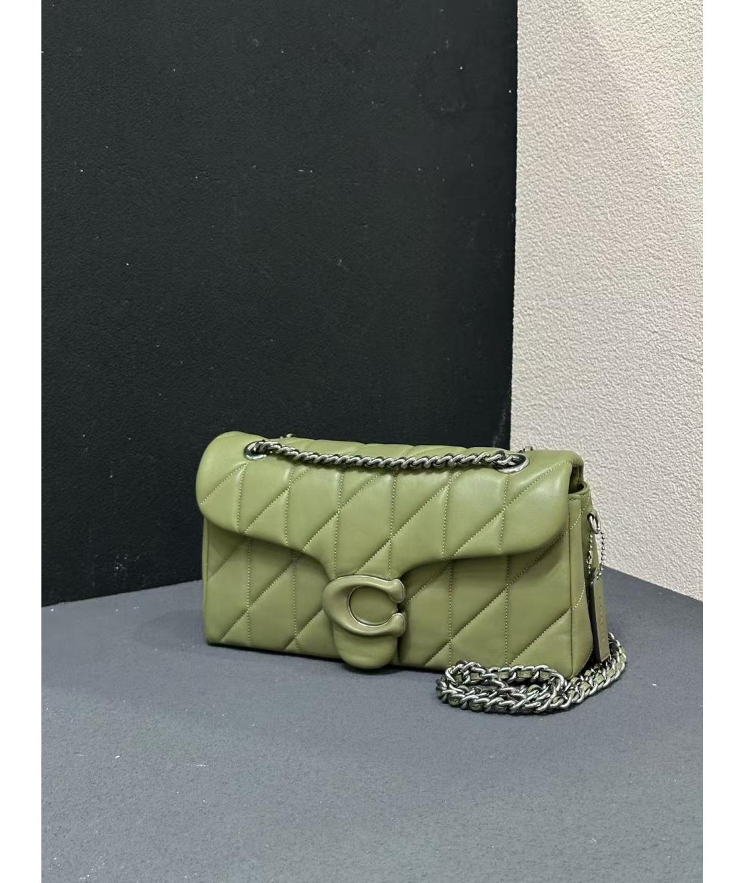 COACH Салатовая кожаная сумка через плечо, фото 3