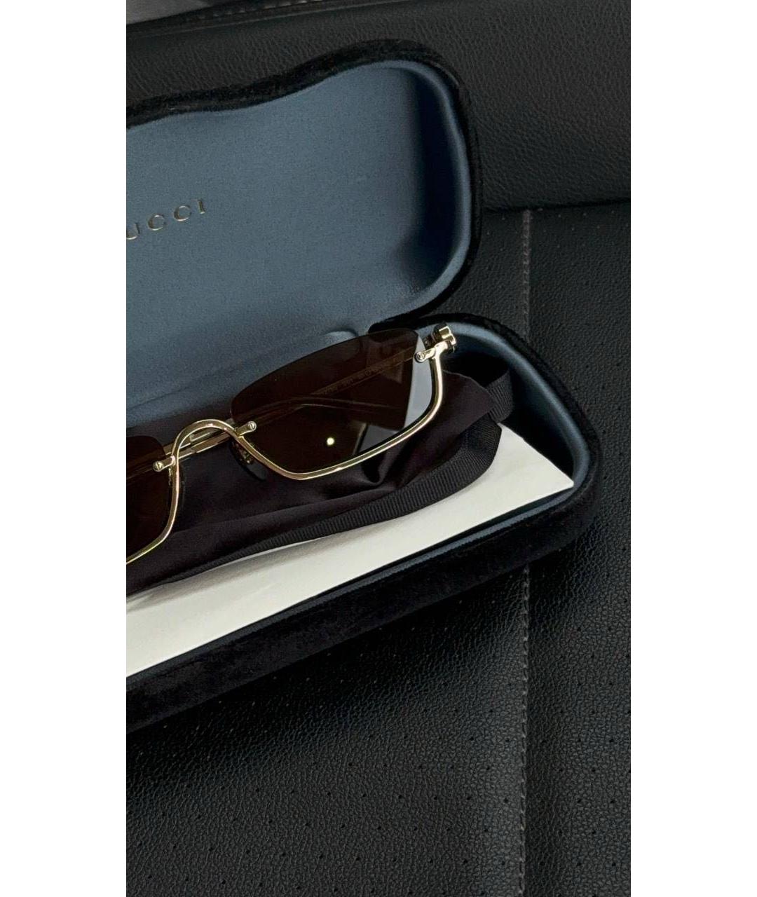 GUCCI Коричневые металлические солнцезащитные очки, фото 2