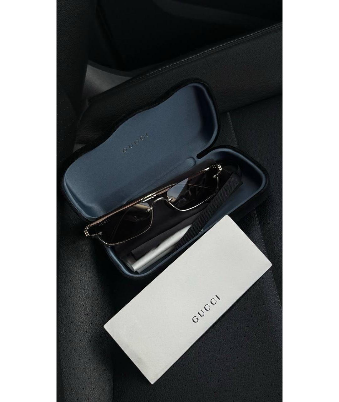 GUCCI Коричневые металлические солнцезащитные очки, фото 3