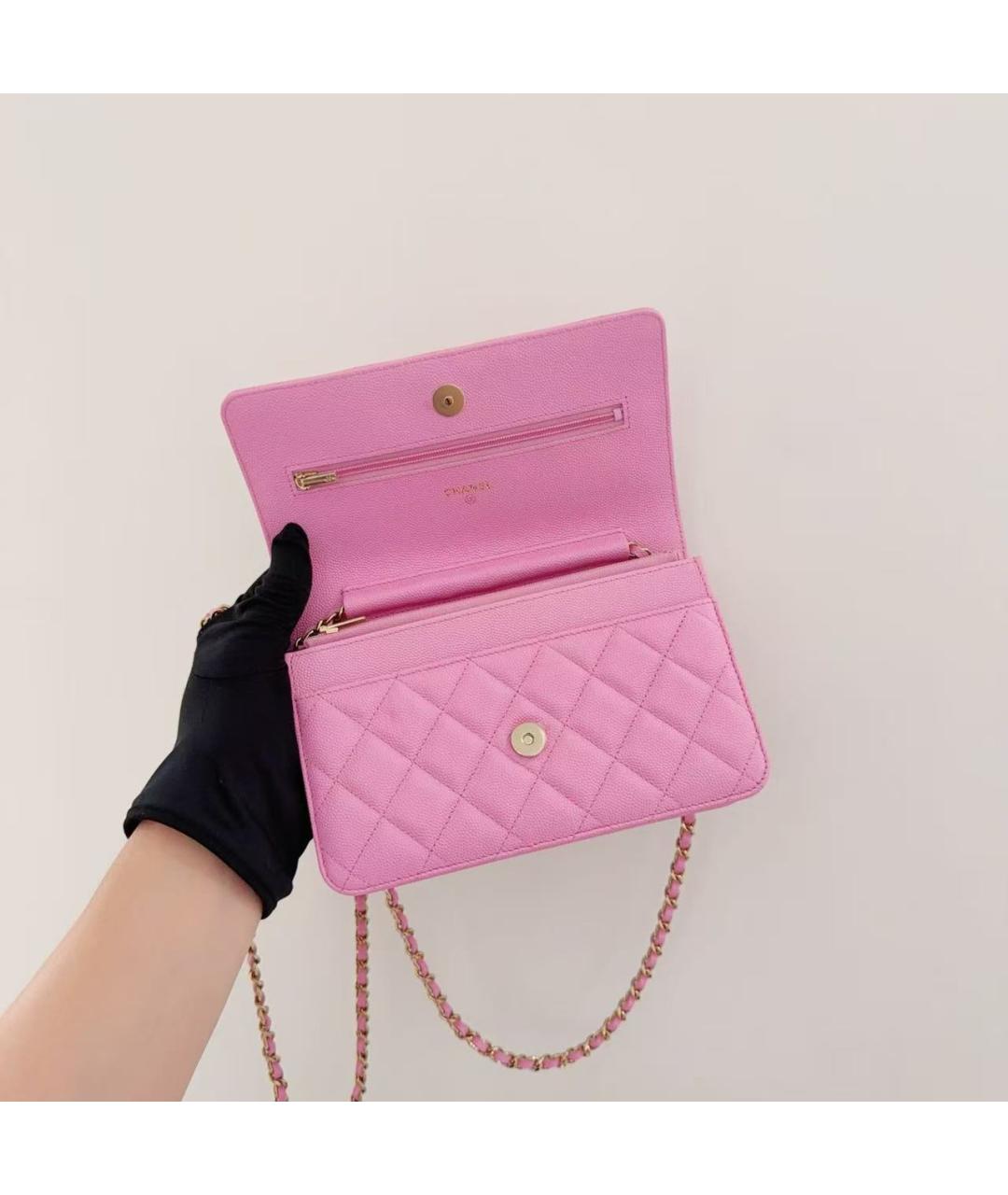 CHANEL Розовая кожаная сумка через плечо, фото 5
