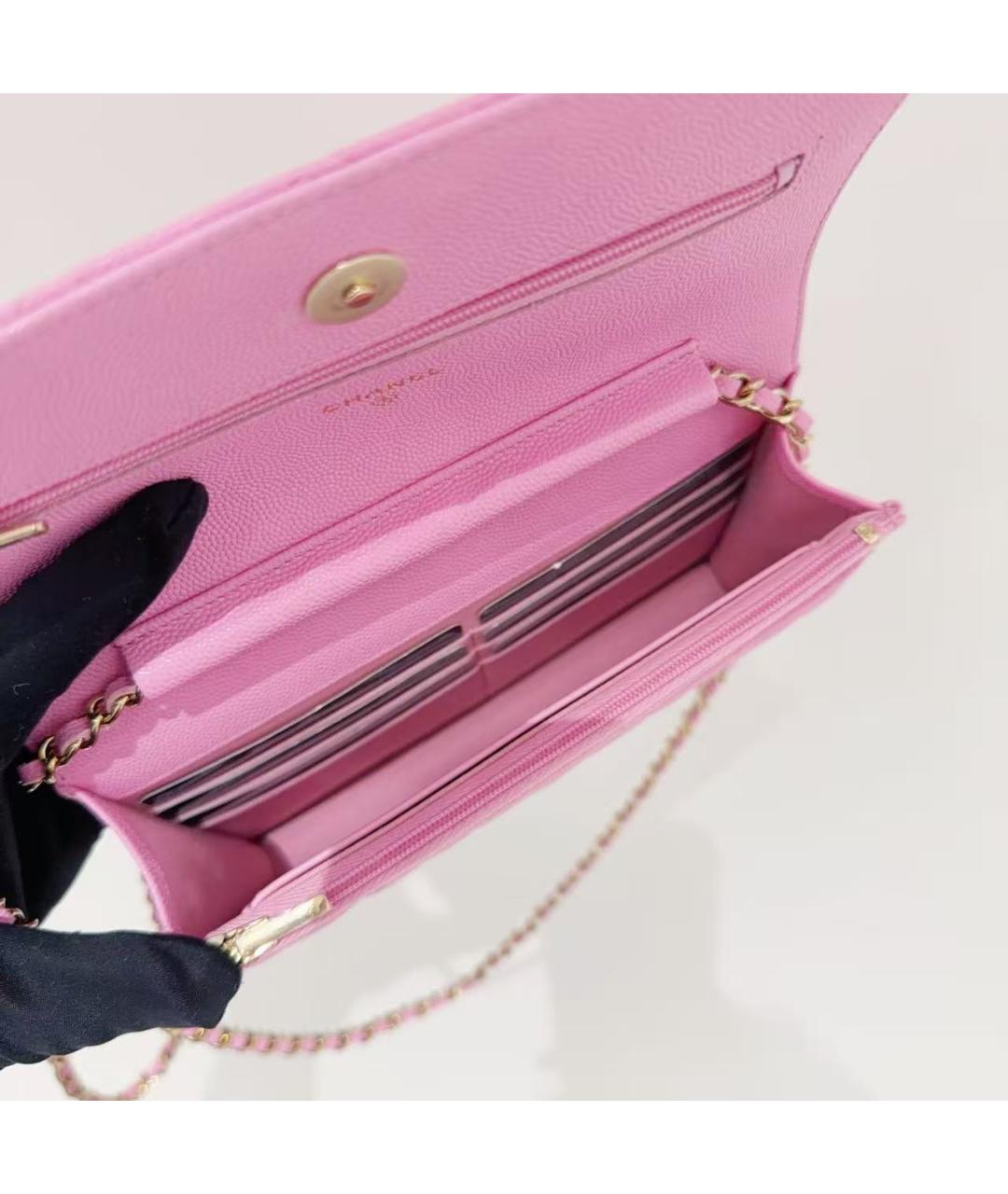 CHANEL Розовая кожаная сумка через плечо, фото 6