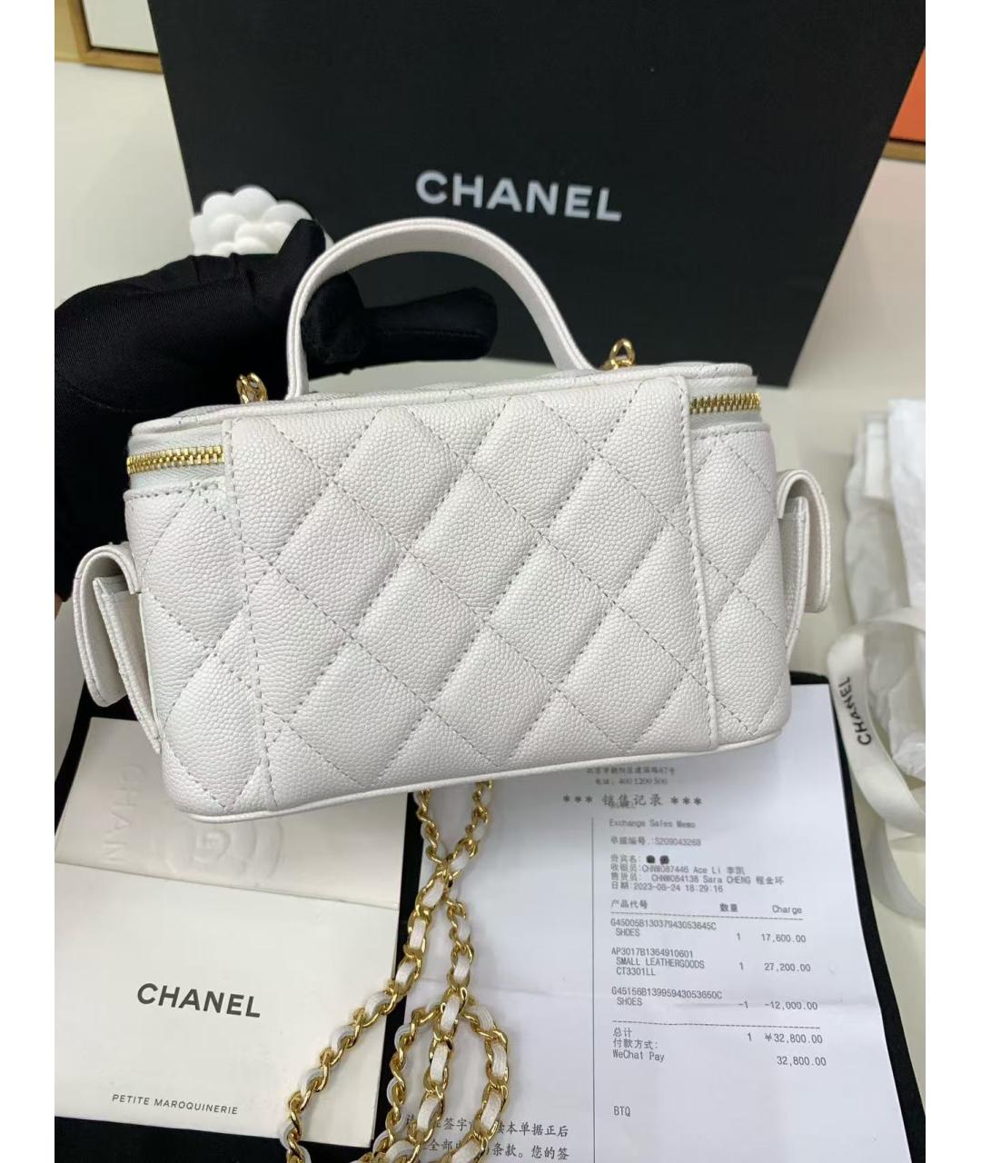 CHANEL Белая кожаная сумка через плечо, фото 5