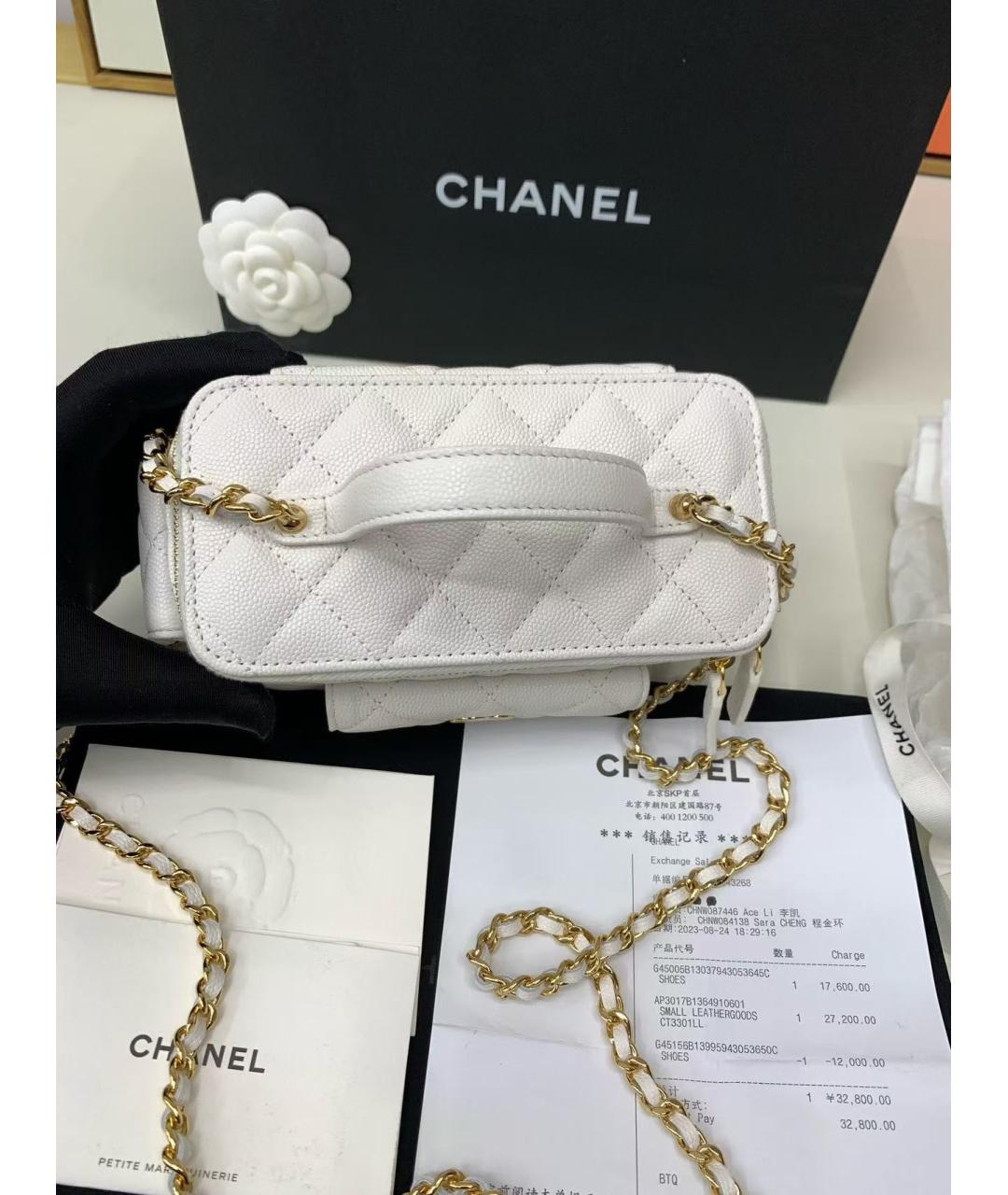 CHANEL Белая кожаная сумка через плечо, фото 4