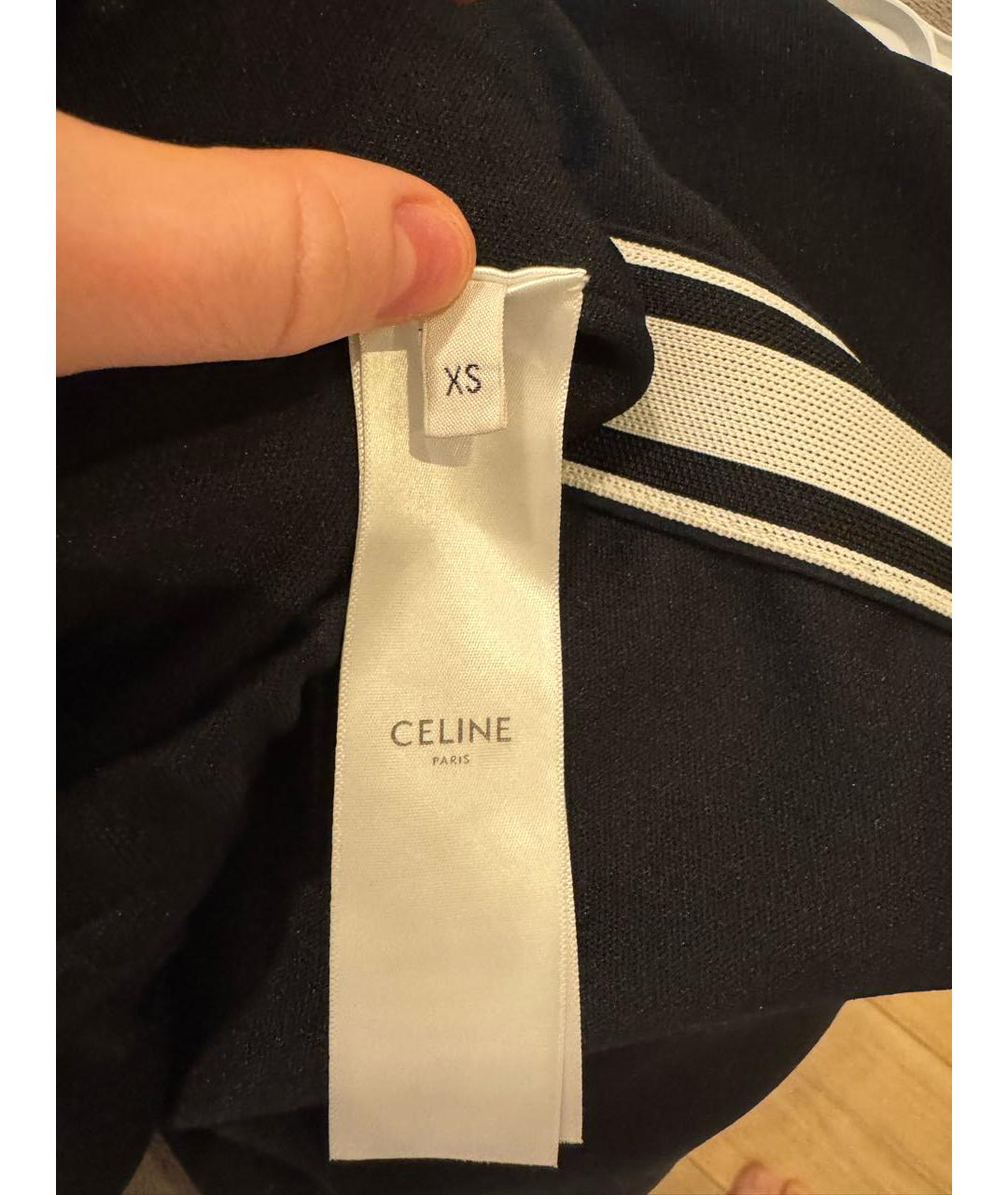 CELINE Темно-синие полиэстеровые брюки широкие, фото 7