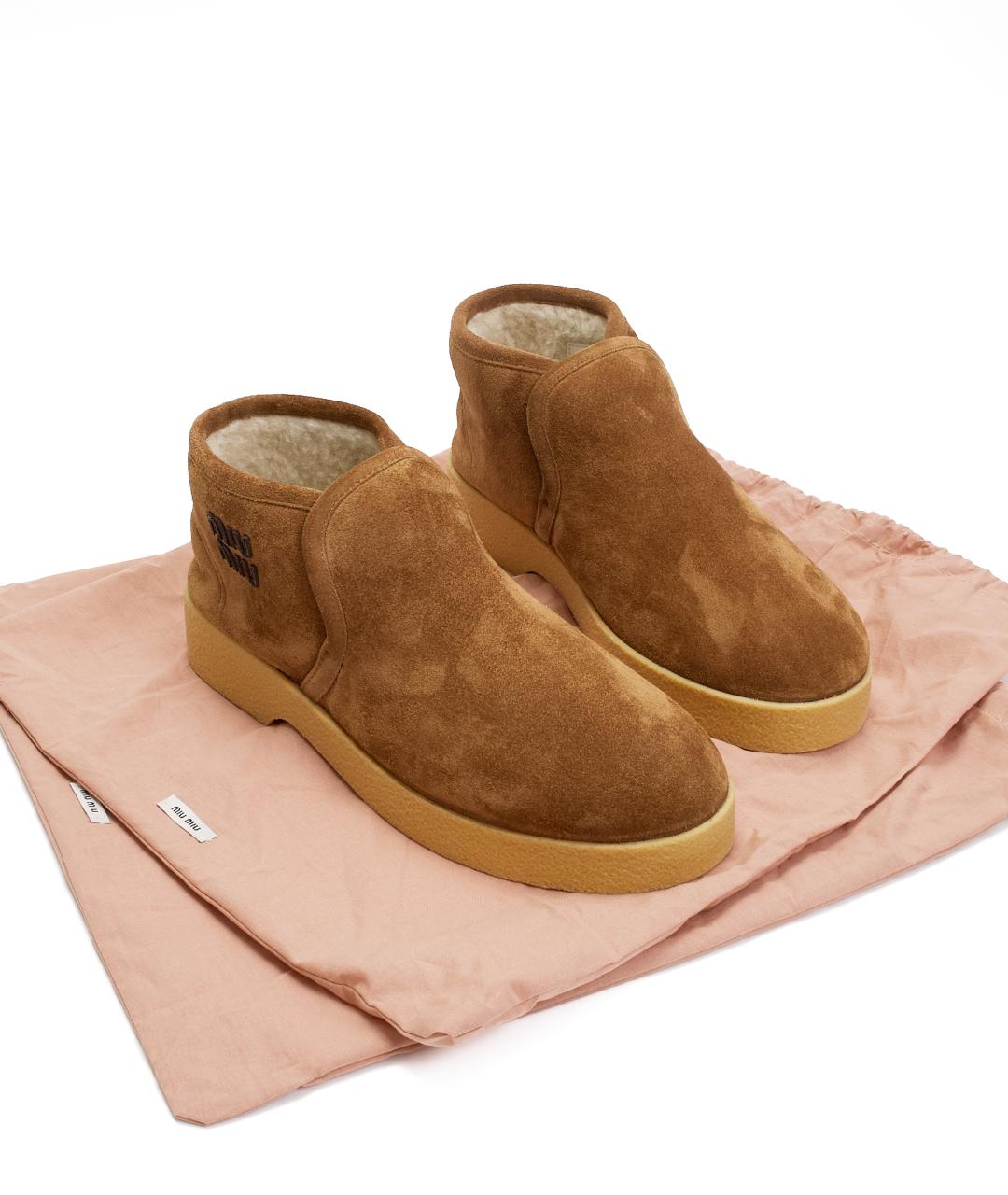 MIU MIU Коричневые замшевые ботинки, фото 8