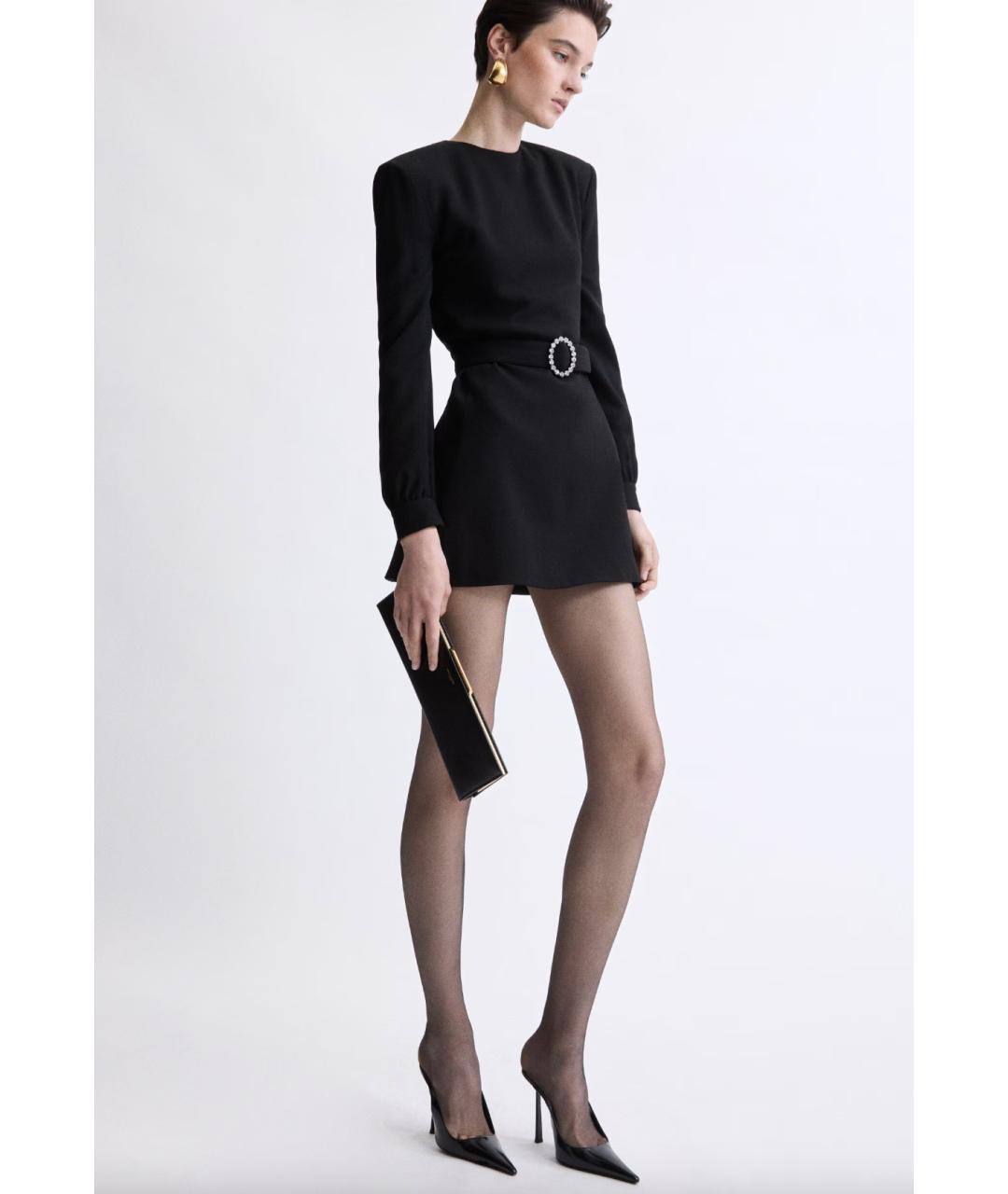 SAINT LAURENT Черное ацетатное повседневное платье, фото 2