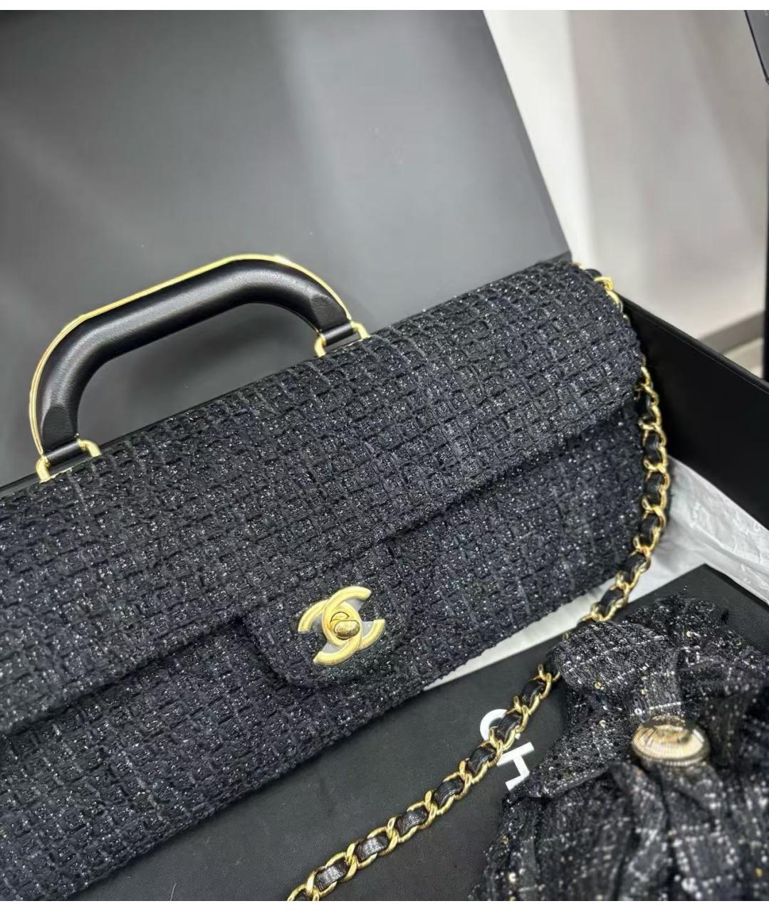 CHANEL Черная твидовая сумка через плечо, фото 4