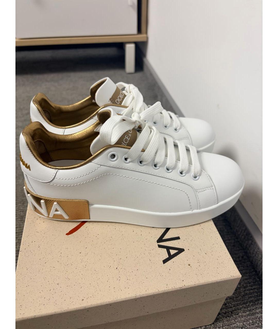 DOLCE&GABBANA Белые кожаные кеды, фото 5