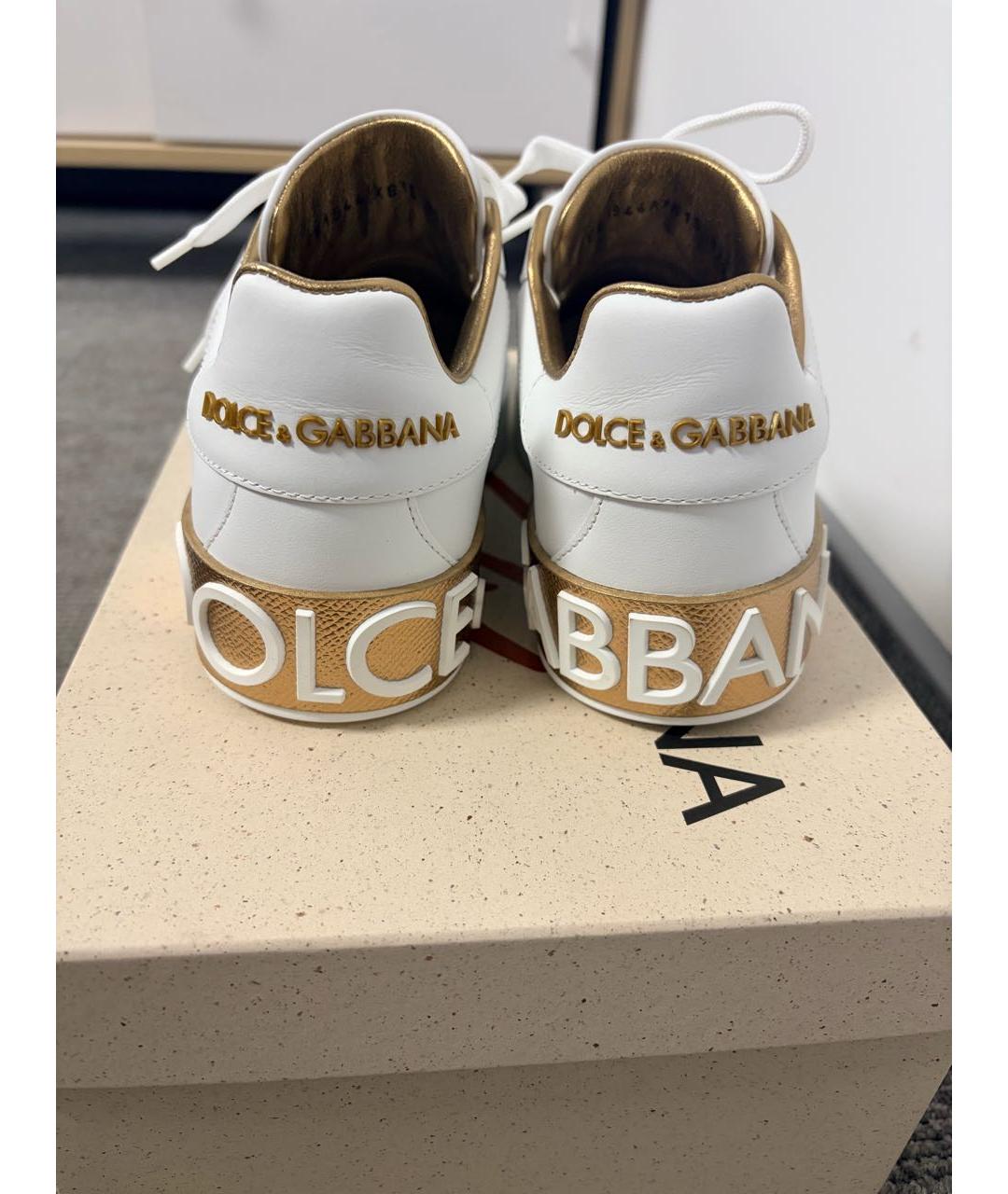 DOLCE&GABBANA Белые кожаные кеды, фото 3