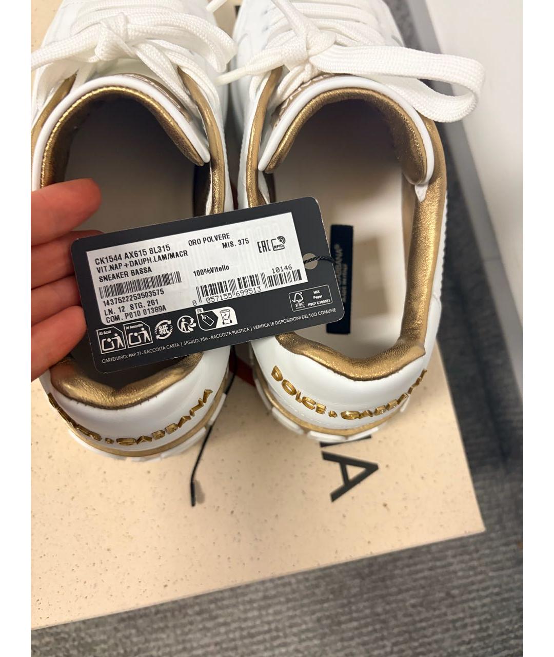 DOLCE&GABBANA Белые кожаные кеды, фото 4