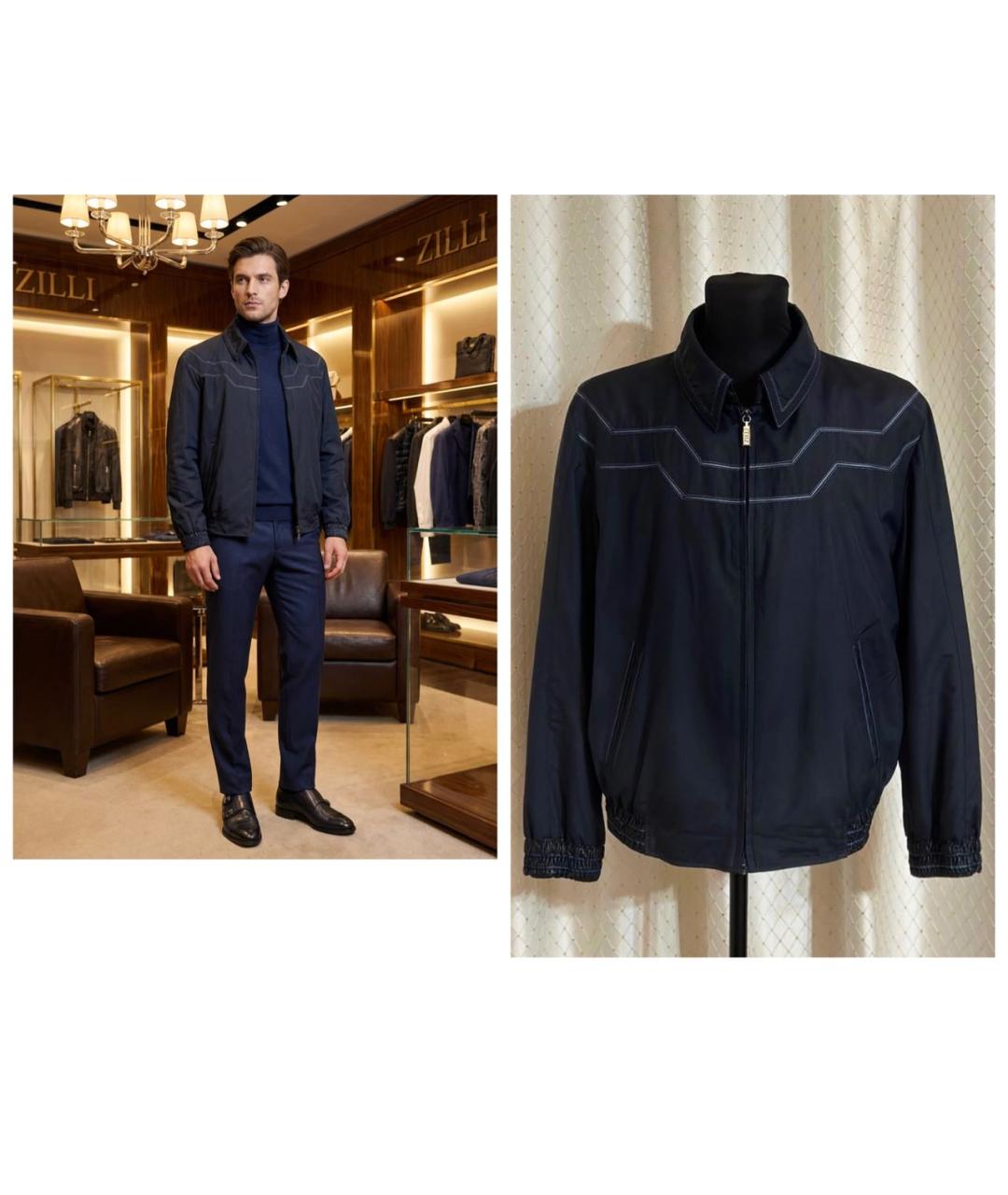ZILLI Темно-синяя шелковая куртка, фото 2