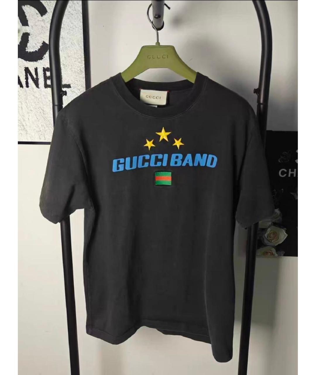 GUCCI Черная хлопковая футболка, фото 5