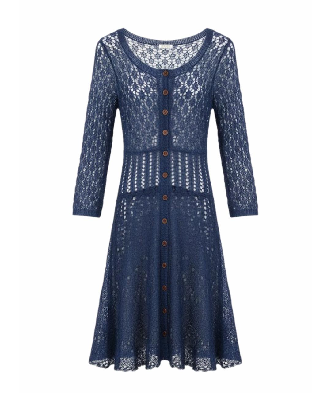 ULYANA SERGEENKO Голубое шерстяное повседневное платье, фото 1