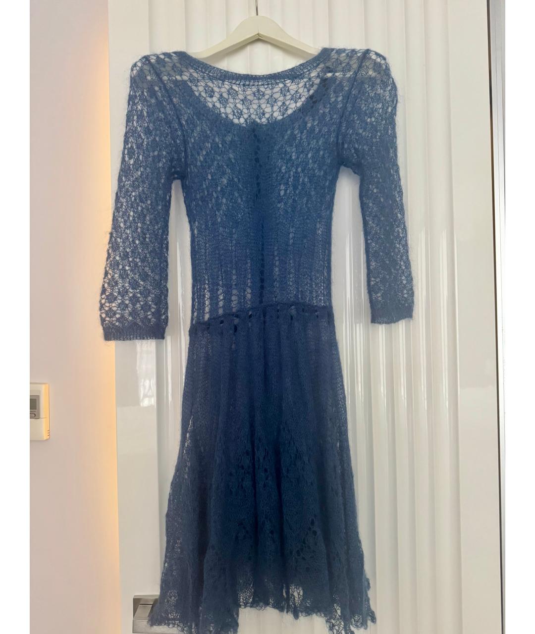 ULYANA SERGEENKO Голубое шерстяное повседневное платье, фото 2