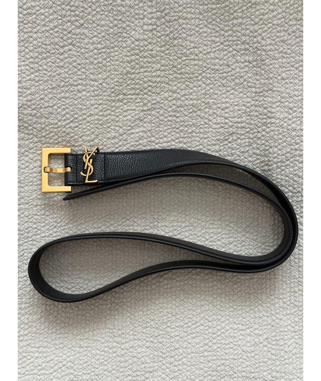 SAINT LAURENT Черный кожаный ремень, фото 4