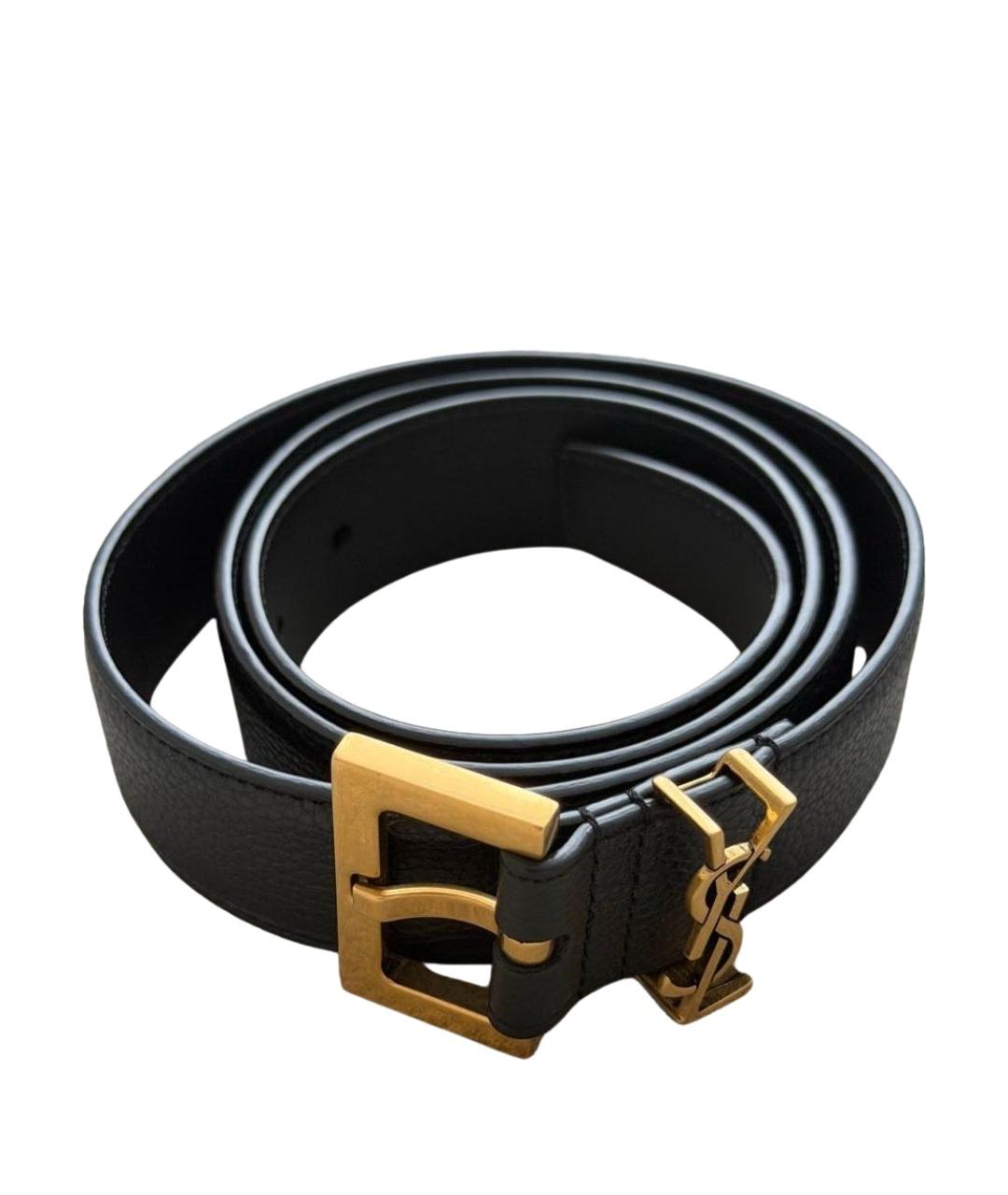 SAINT LAURENT Черный кожаный ремень, фото 1