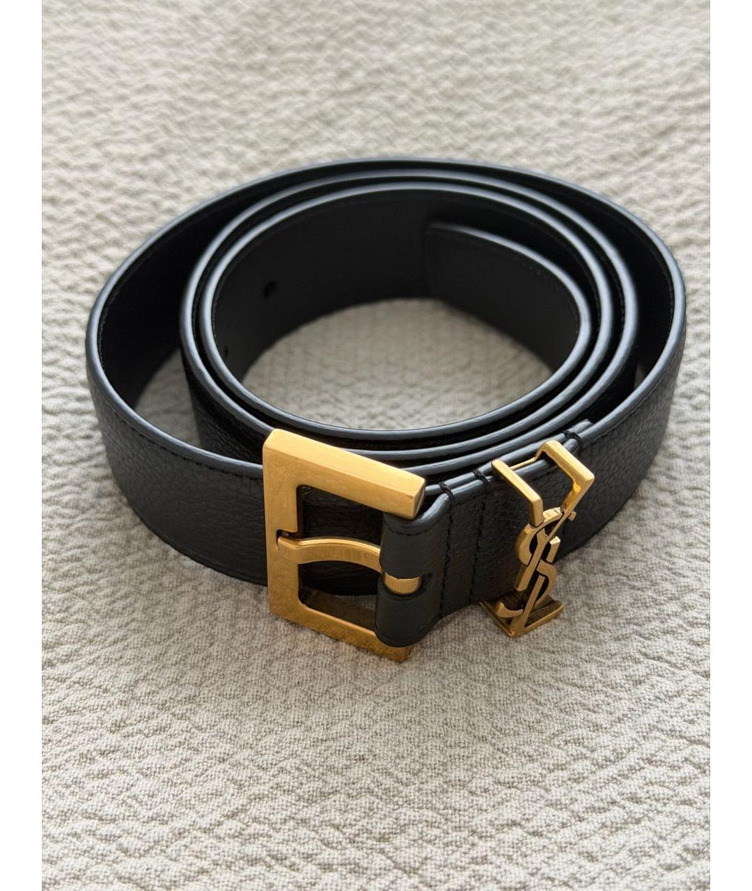 SAINT LAURENT Черный кожаный ремень, фото 7