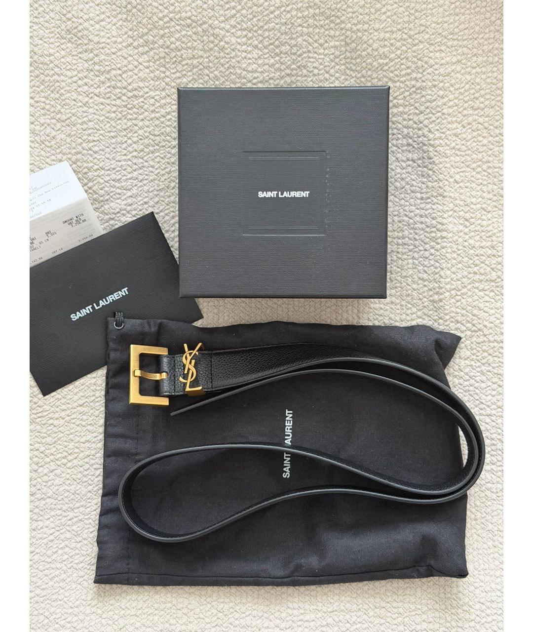 SAINT LAURENT Черный кожаный ремень, фото 5