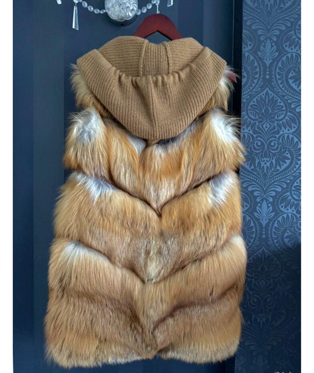 032C Коричневая меховая шуба, фото 2