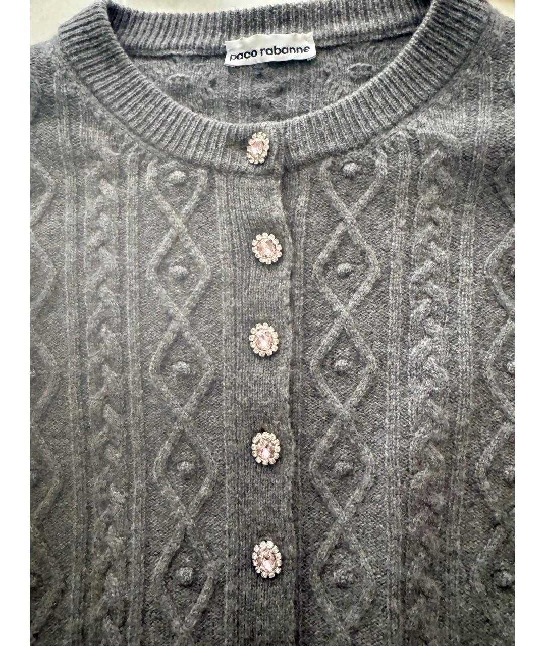 PACO RABANNE Серый шерстяной кардиган, фото 4