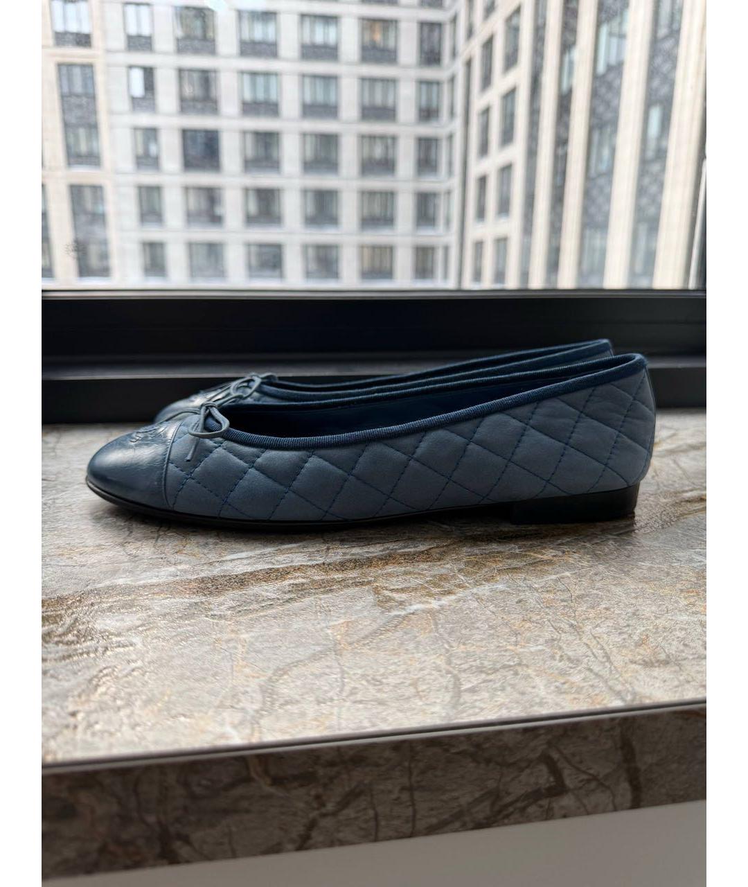 CHANEL Синие кожаные балетки, фото 6