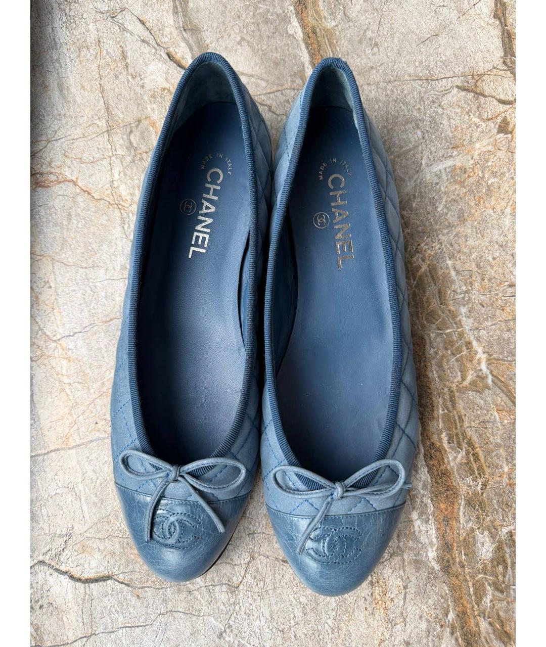 CHANEL Синие кожаные балетки, фото 3