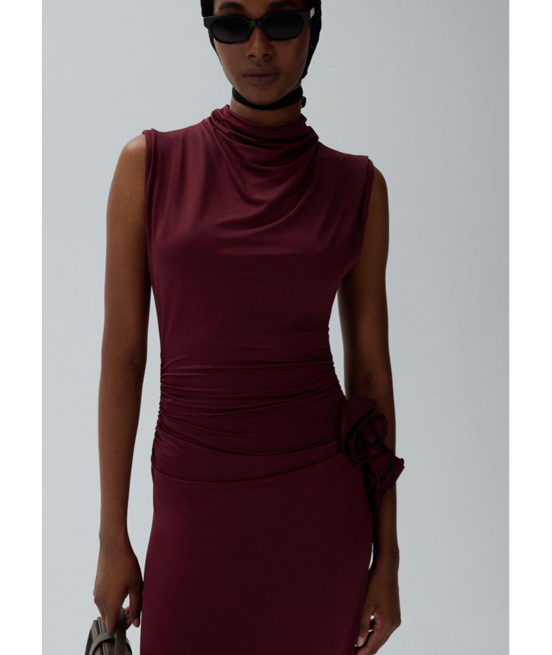 MAGDA BUTRYM Бордовое вискозное вечернее платье, фото 6