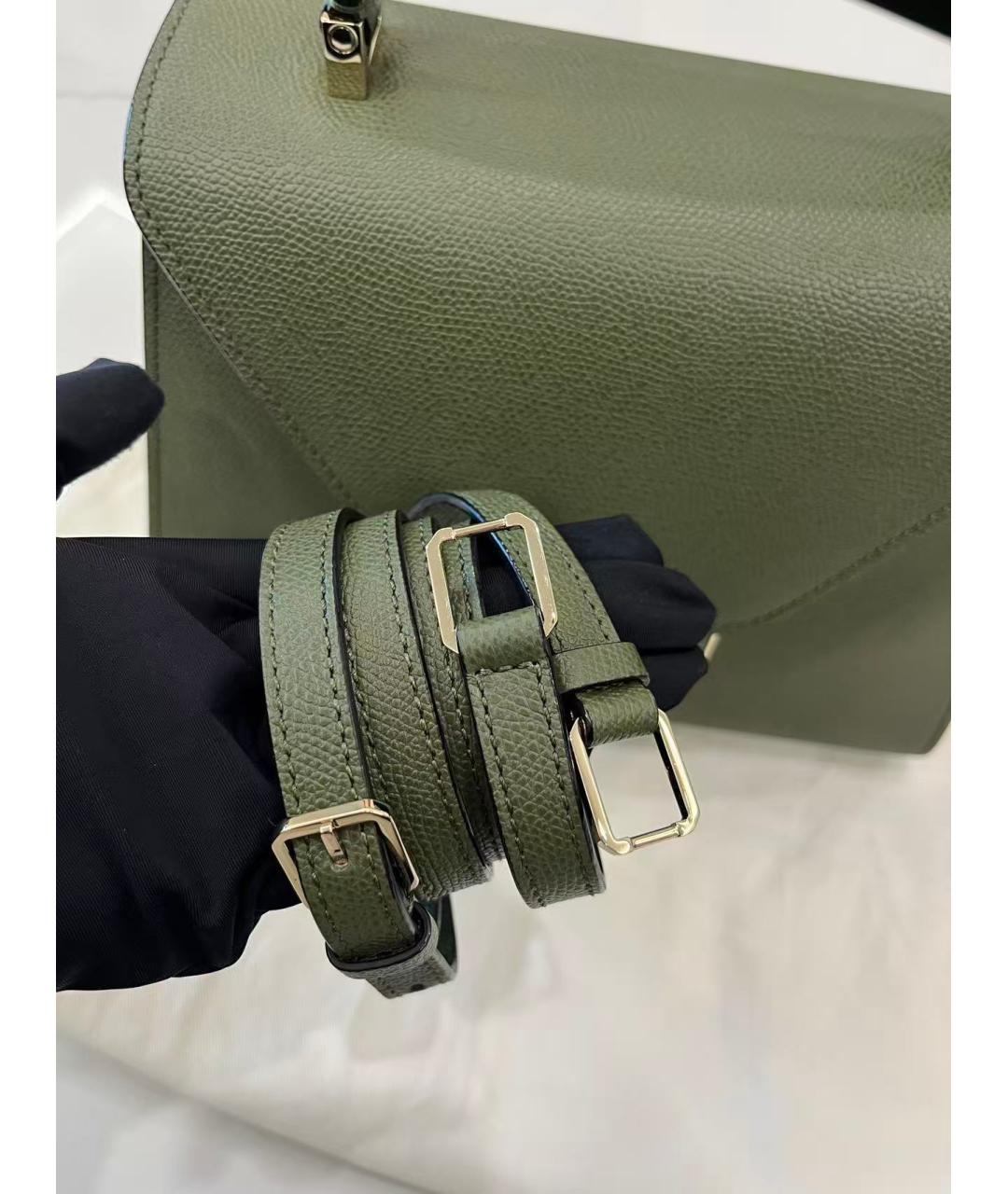 VALEXTRA Зеленая кожаная сумка через плечо, фото 8