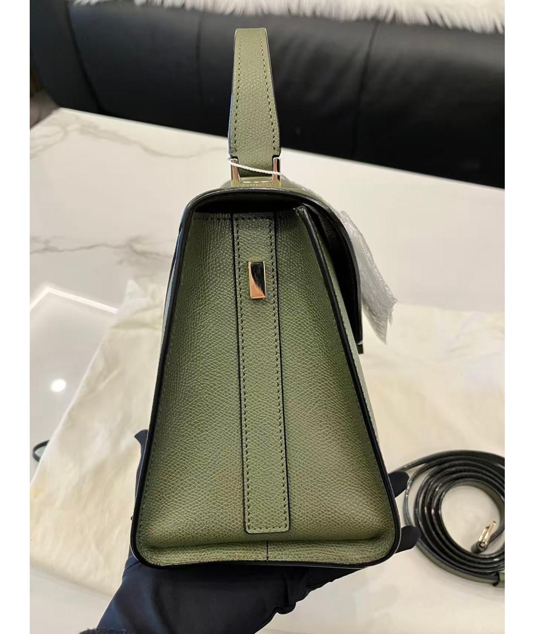 VALEXTRA Зеленая кожаная сумка через плечо, фото 5