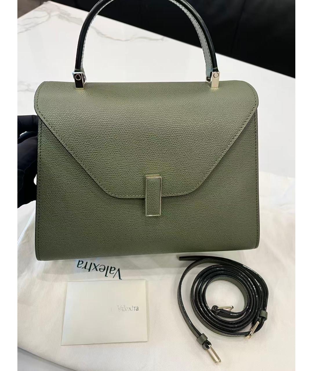 VALEXTRA Зеленая кожаная сумка через плечо, фото 2