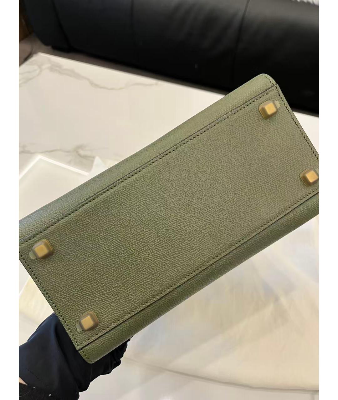 VALEXTRA Зеленая кожаная сумка через плечо, фото 6