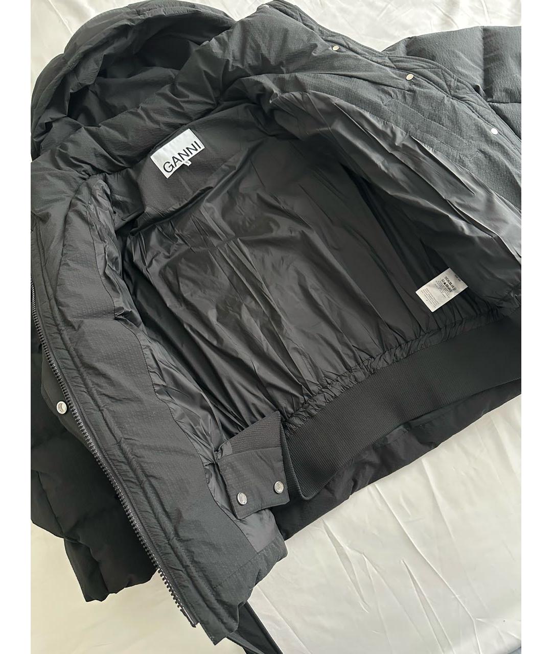 GANNI Черный полиэстеровый пуховик, фото 3