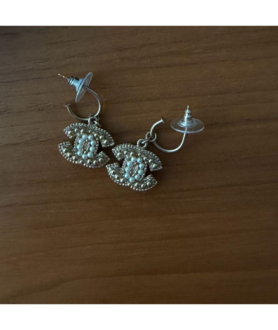 CHANEL Золотые металлические серьги, фото 4