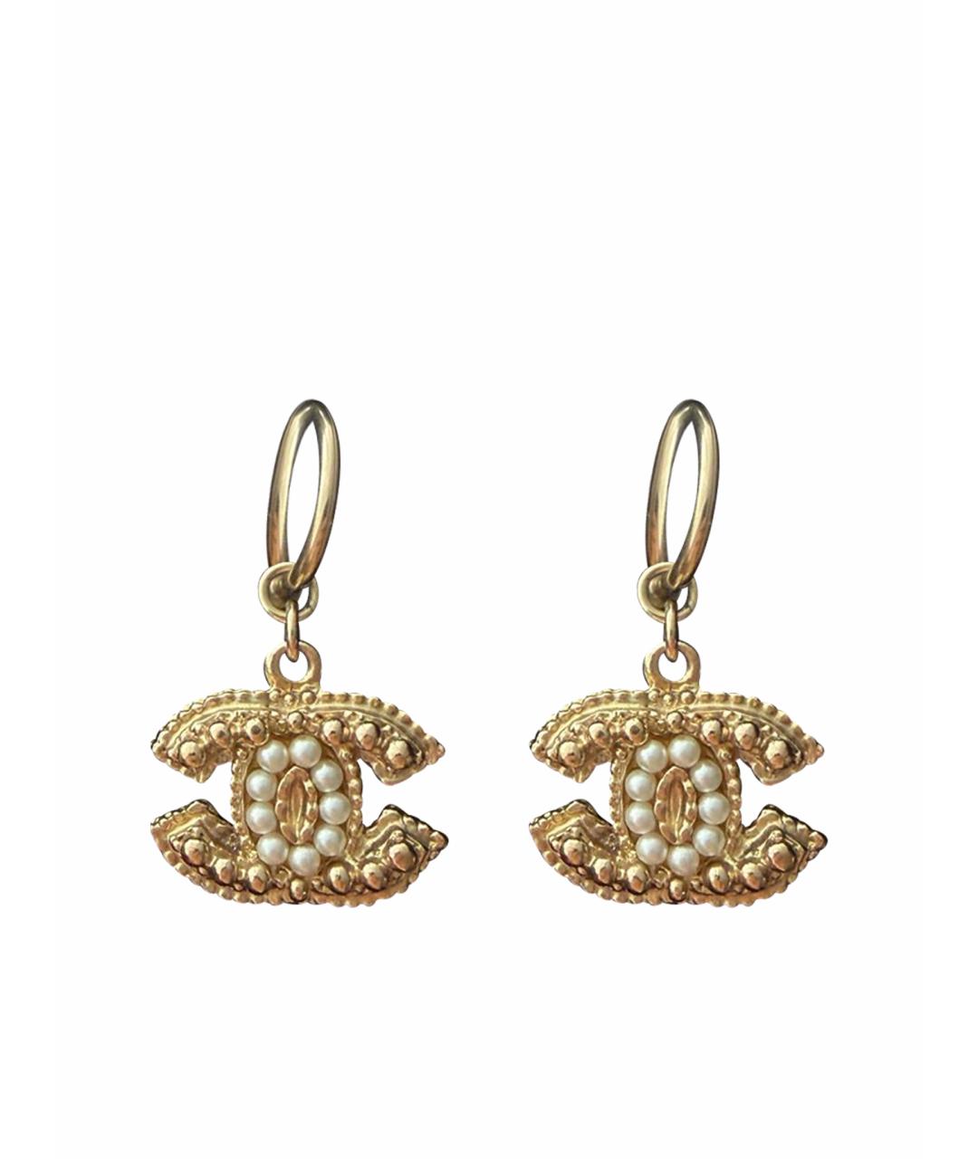 CHANEL Золотые металлические серьги, фото 1