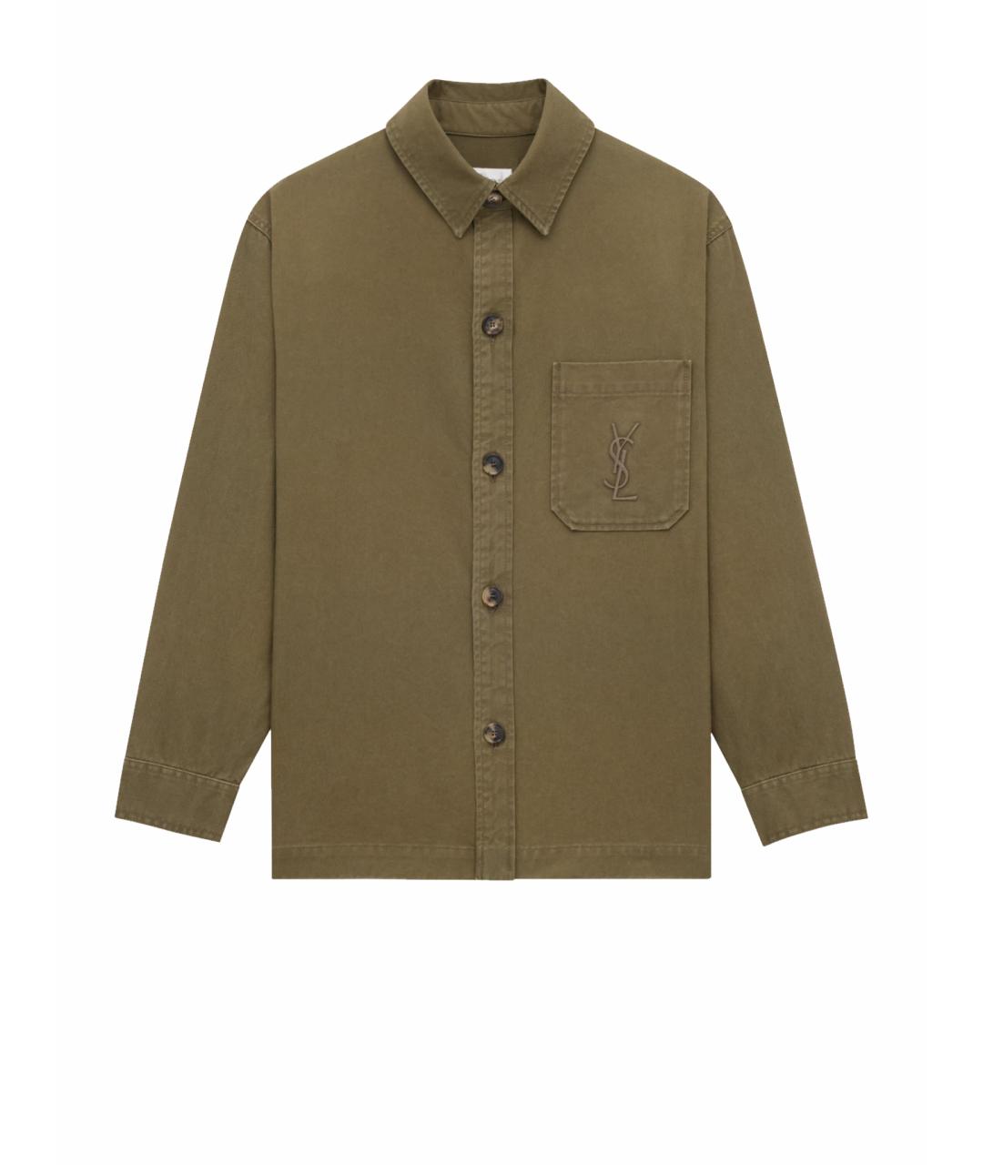 SAINT LAURENT Хаки хлопковая рубашка, фото 1