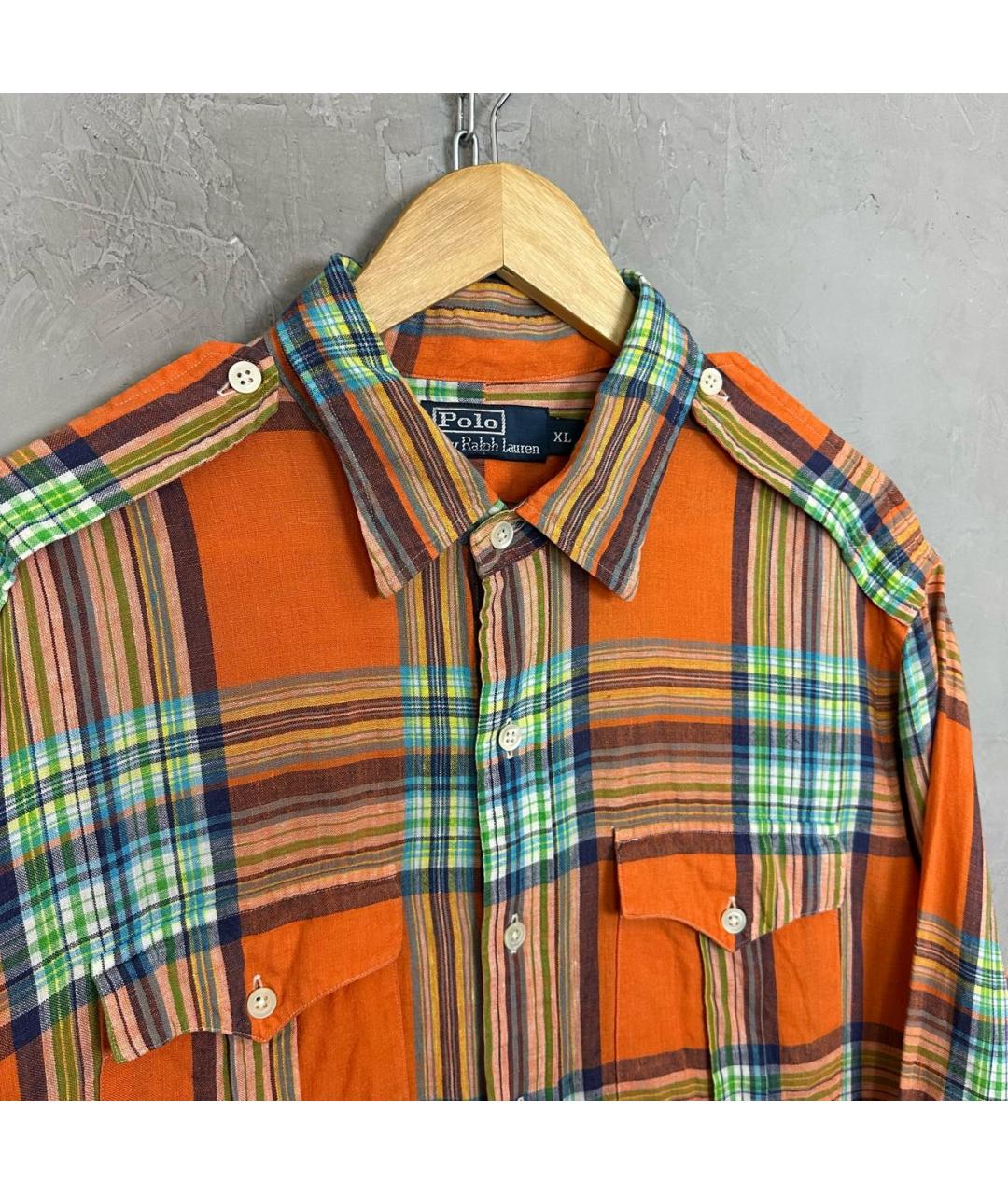 POLO RALPH LAUREN Оранжевая льняная кэжуал рубашка, фото 6