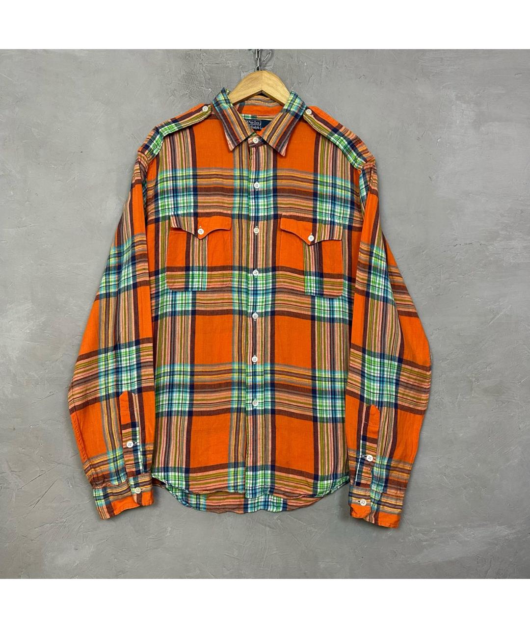 POLO RALPH LAUREN Оранжевая льняная кэжуал рубашка, фото 9