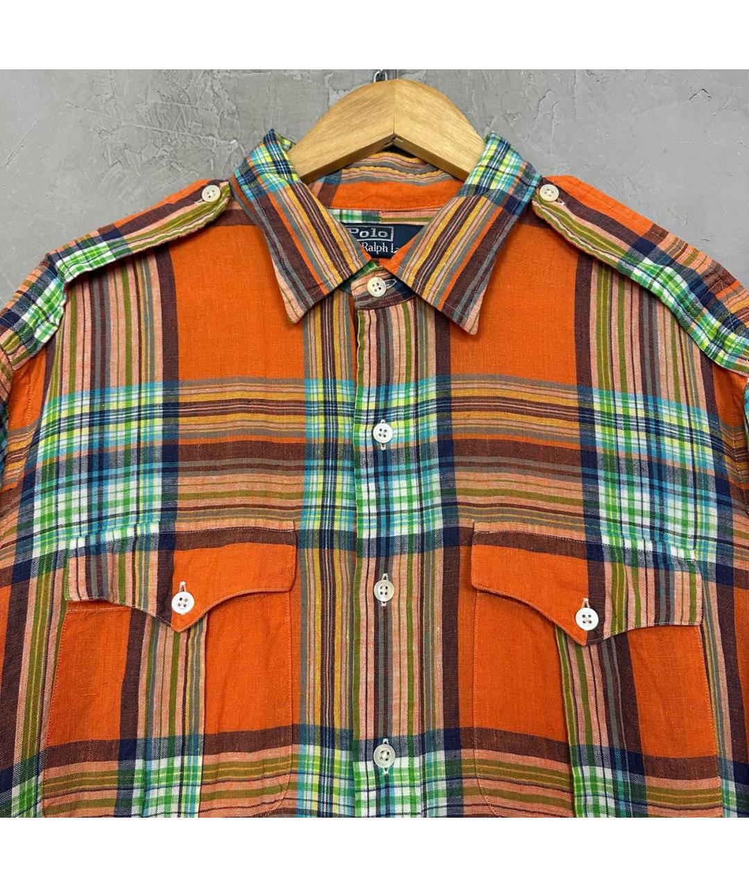 POLO RALPH LAUREN Оранжевая льняная кэжуал рубашка, фото 4