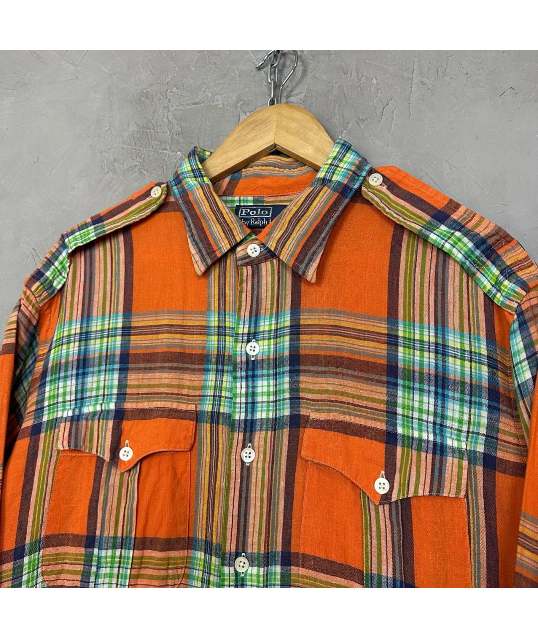 POLO RALPH LAUREN Оранжевая льняная кэжуал рубашка, фото 7