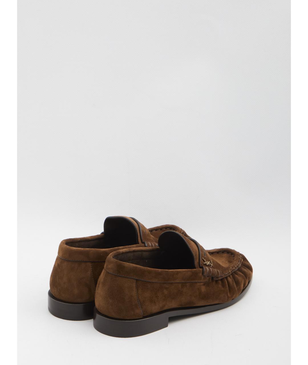 SAINT LAURENT Коричневые замшевые лоферы, фото 3