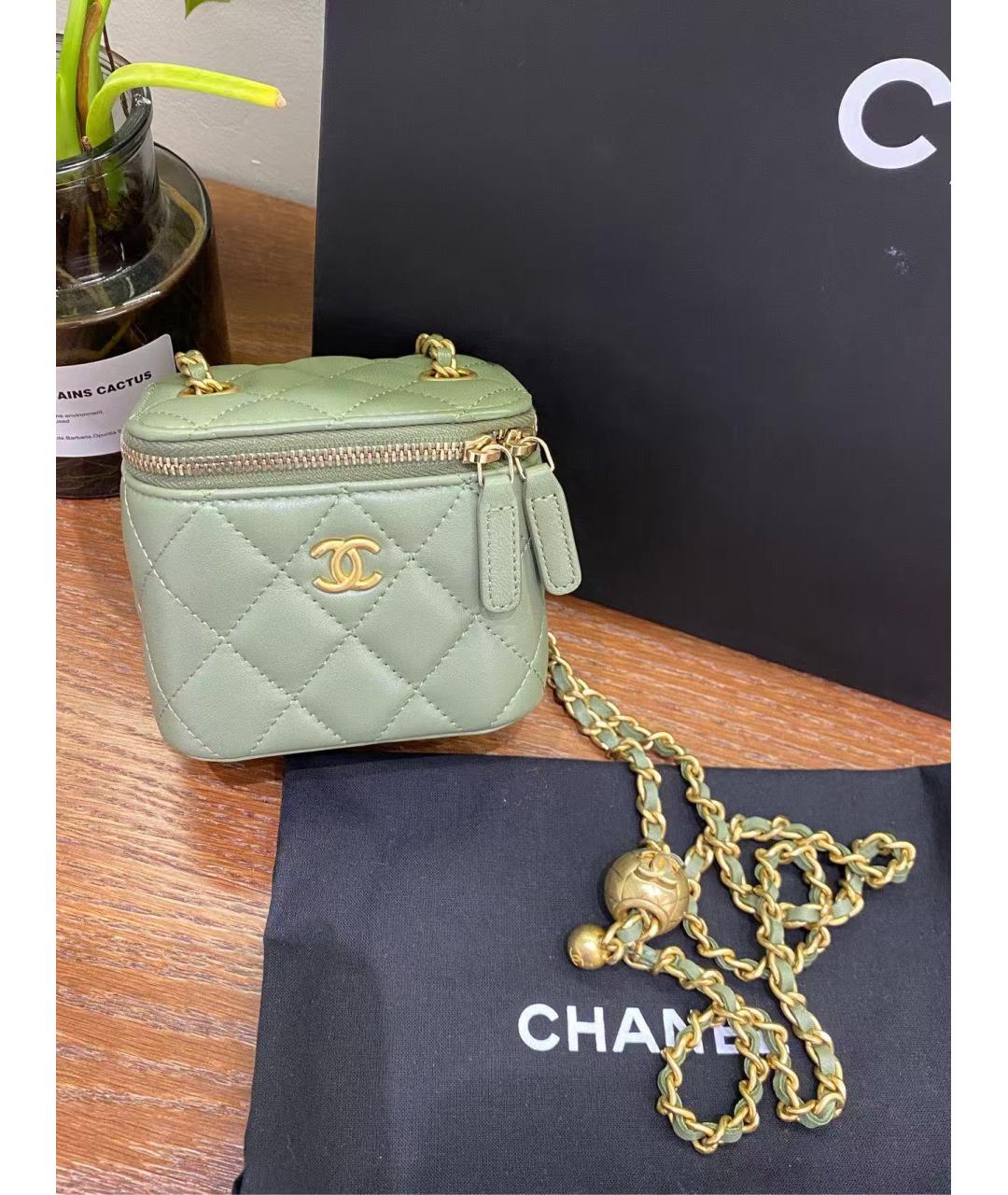 CHANEL Салатовая кожаная сумка через плечо, фото 3