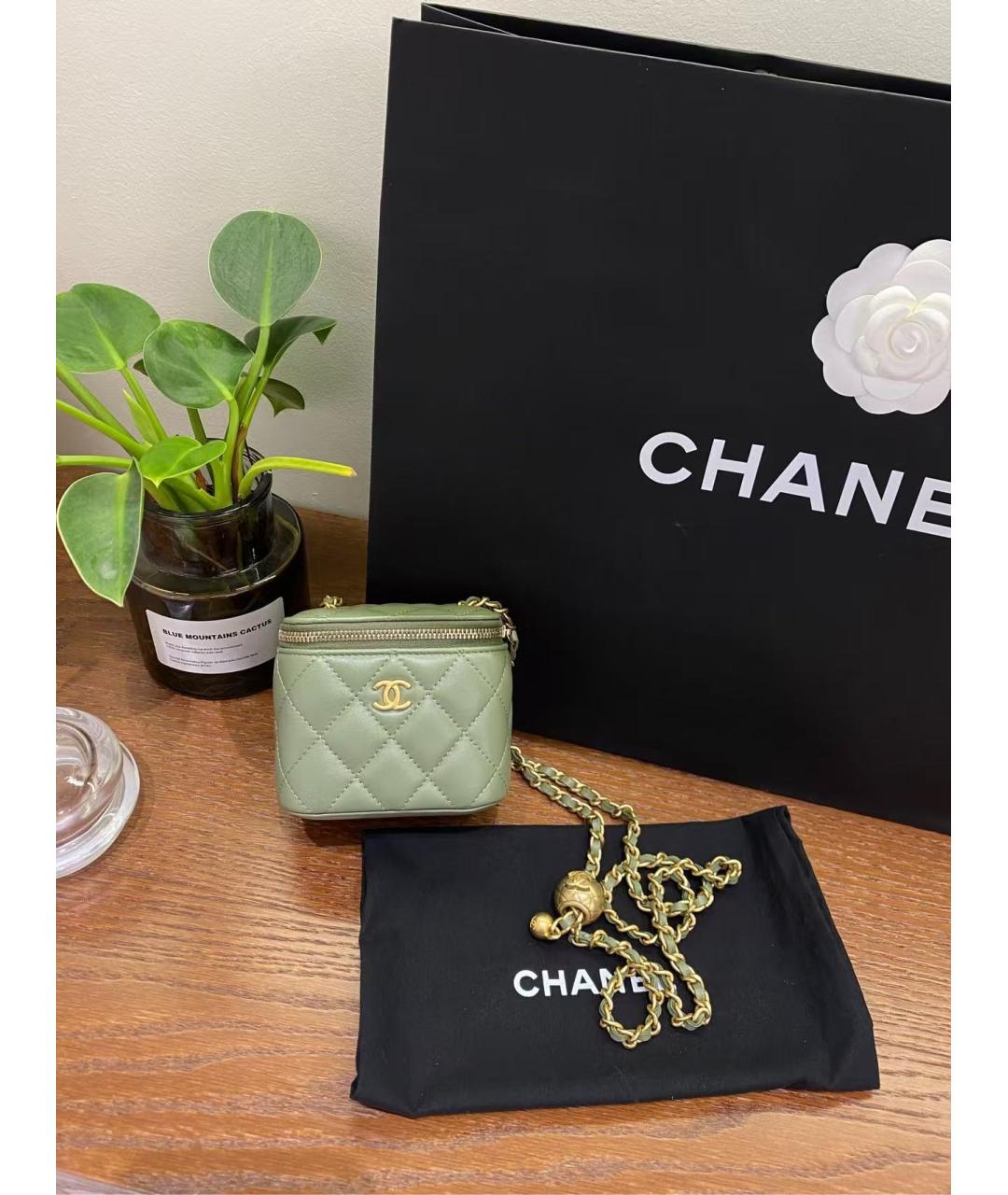 CHANEL Салатовая кожаная сумка через плечо, фото 2