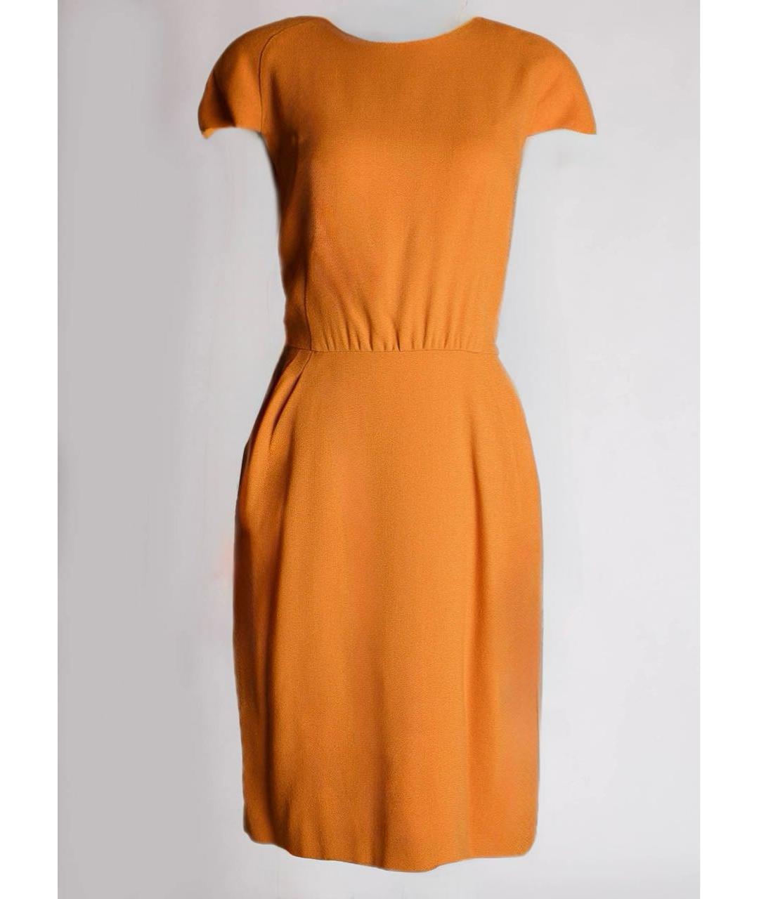 ERMANNO SCERVINO Горчичное шерстяное коктейльное платье, фото 9