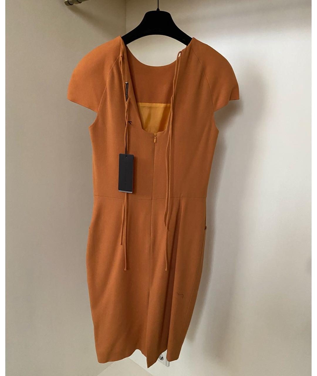 ERMANNO SCERVINO Горчичное шерстяное коктейльное платье, фото 6