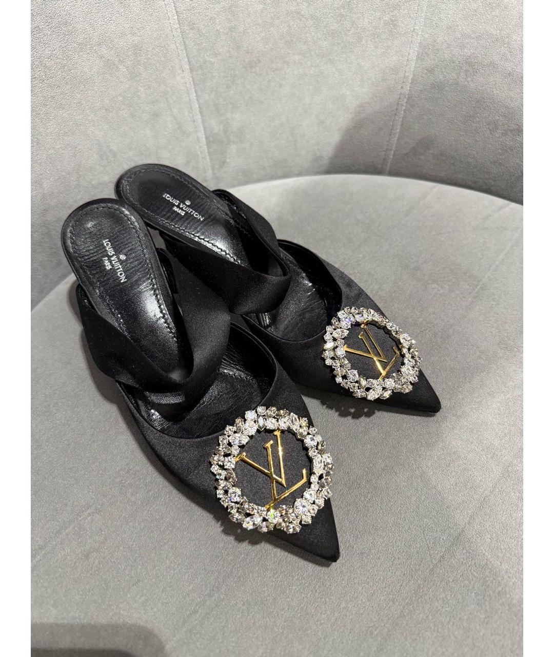 LOUIS VUITTON Черные текстильные босоножки, фото 5