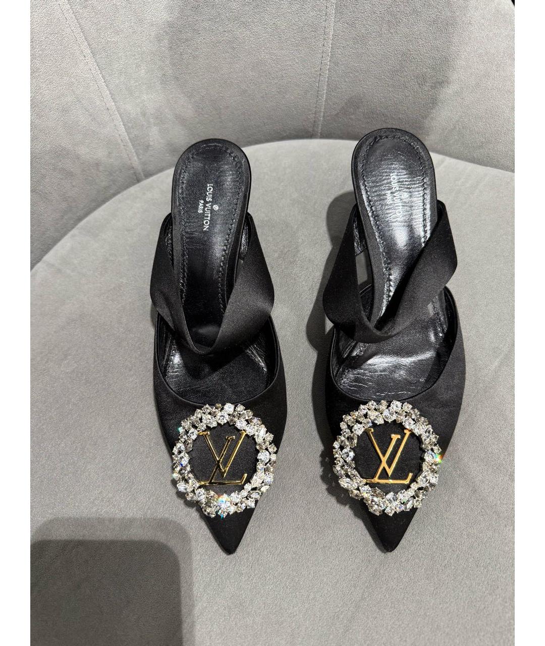 LOUIS VUITTON Черные текстильные босоножки, фото 3