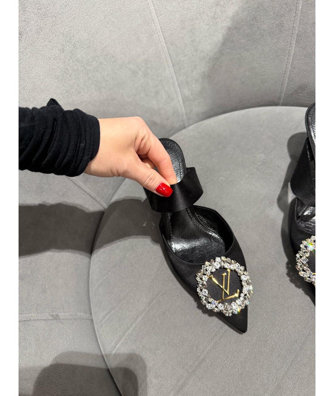 LOUIS VUITTON Черные текстильные босоножки, фото 7