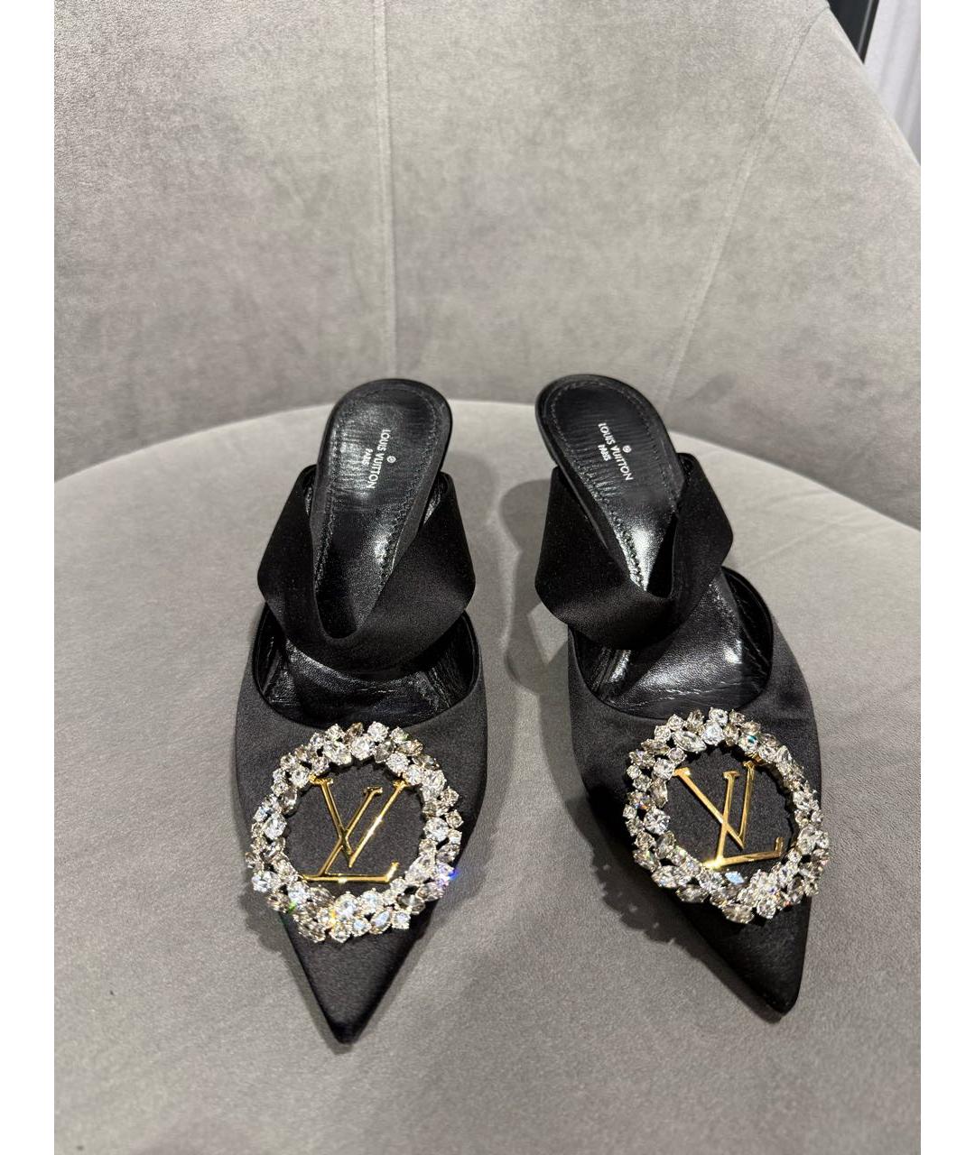 LOUIS VUITTON Черные текстильные босоножки, фото 2